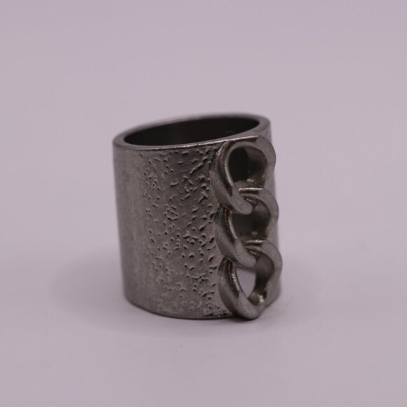 Silver tone Three Chain Links Size 7 Ring - Picture 2 of 6